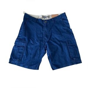 mens Baltic BORN linen shorts navy blue sz 36 Cargo Shorts NWT